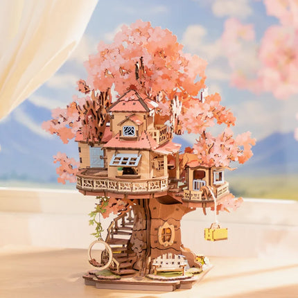 Robotime Sakura Tree House 3D Puzzles DIY Model Building Toy Wooden Craft Kits Hobby for Adult Brain Teaser Gift