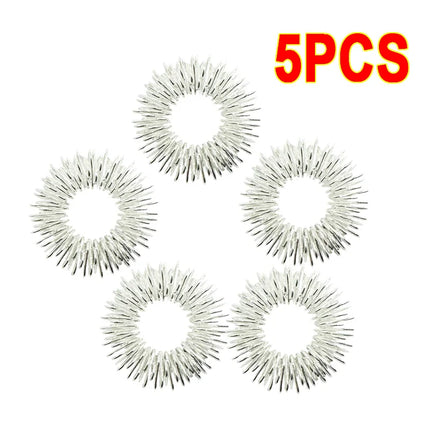 5PCS Stainless Steel Finger Massage Acupressure Ring Stress Relief Anxiety Teens Adults Stress Finger Toys For Adult Kids SBAMQ2
