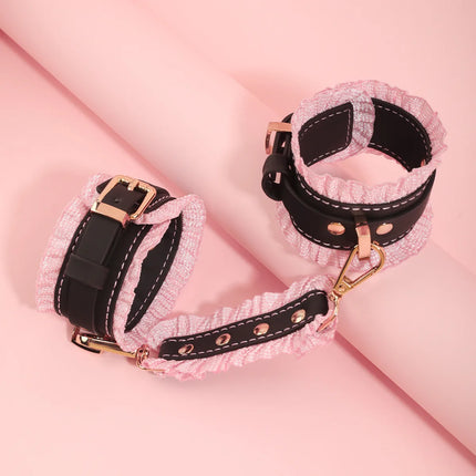Sex Products BDSM Lace Kits Bondage Set Adult Game Handcuffs&Ankle Cuffs&Collar Adults Erotic Sex Toys for Woman Couples Games