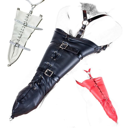 Black Bondage Mittens PU Leather Restraint Gloves Wrist Restraint BDSM Bondage Accessory Role Play Gear Cosplay Costume Pup Play