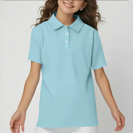 Children's Solid Color Polo Shirt Fashion Sports T-shirt Girl Lapel Casual And Comfortable Short Sleeves Tops