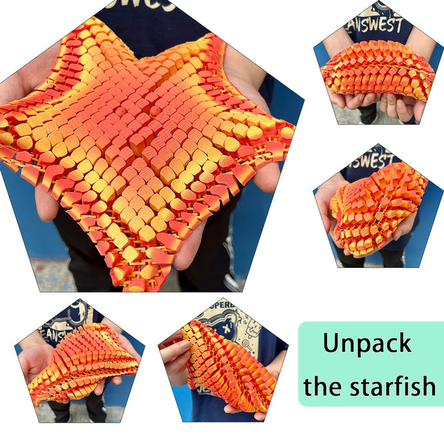 3D Printed Starfish Statue, Fidget Action Figures for Home Office Desk Decor, Action Figures, 26Cm/10.24In, 16Cm/6.3In