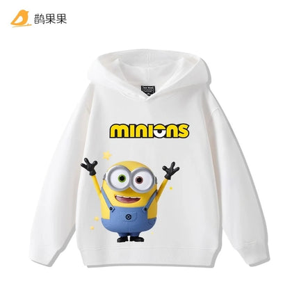 Children's cartoonMinions pattern printed hooded sweatshirt for boys and girls suitable for autumn andwinter a warm top for kids