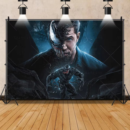 Venom Themed Photography Background Banner Carnage Dark City Backdrop Marvel Superhero Boy Birthday Party Decoration Photo Props