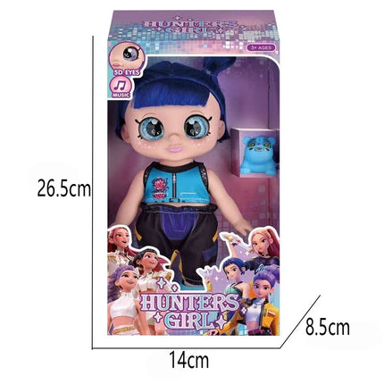 Hot Demon Hunters Fashion Doll with Purple Braids Interactive Music Doll with 5D Eyes Pet Toy Perfect Play Set Gifts for Childs