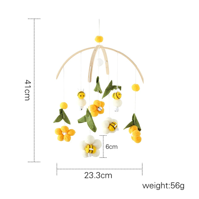 Baby Rattle Toys Cartoon Bee Flower Newborn Bed Bell Wooden Bracket Promote The Coordinated Development Of Senses Cute Baby Gift