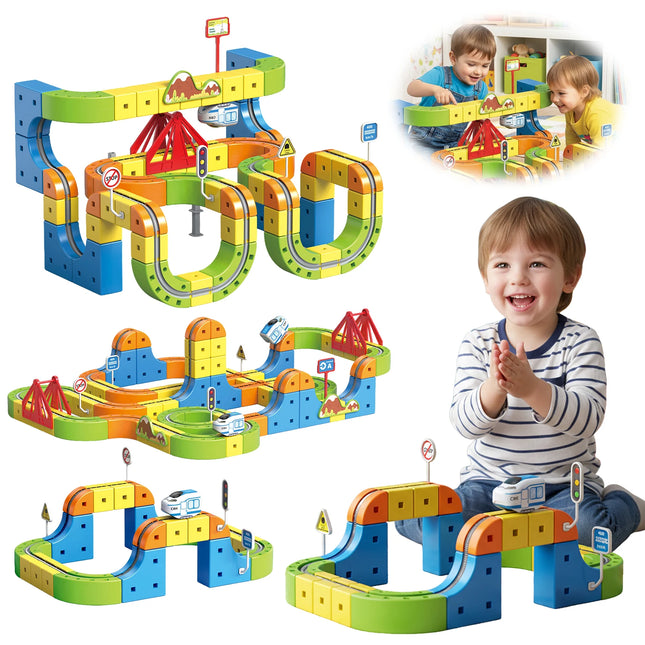 Children'S Educational Electric Magnetic Levitation Train Track Cube 3D DIY Assembly Magnetic Magic Rail Toy Train Car Xmas Gift