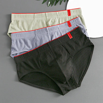 1/3PCS Men Briefs Mid Waist Elastic Soft Breathable Anti-septic U Convex Striped Solid Color Casual Men Underpants underwear men