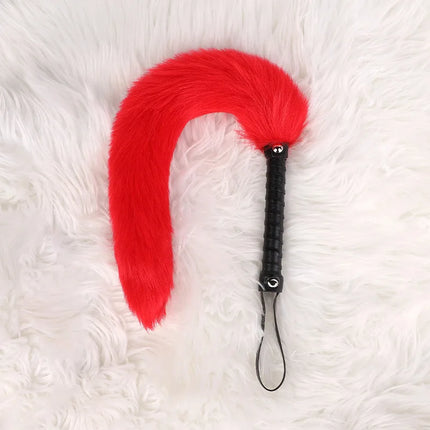 Fetish PU Leather With Fox Tail Whip Flogger Handle Spanking Paddle Flirting BDSM Adult Game Erotic Sex Toys for Women Couples
