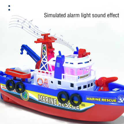 Children's Sprinkler Electric Boat Bathing Toy Rescue Model Fire Boat LED 3-6 Year Old Puzzle Toy with Light and Music