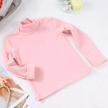 New 2025 Autumn Winter Boys Girls Kids Fashion Solid T-Shirt Tops Children O-Neck Long Sleeve Warm Casual T-Shirts