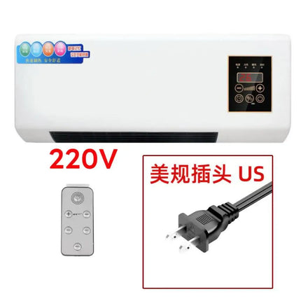 110V Wall Mounted Electric Heater Bathroom Hot Cool Fan Heater Remote Control Indoor Space Warmer for Bedroom Home Office
