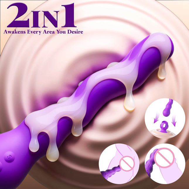 KUSHOR Anal Vibrator Male Prostate Massager 7 Vibrating & 3 Wave Wriggling Modes Dildo Vibrator with Suction Cup Adults Sex Toys