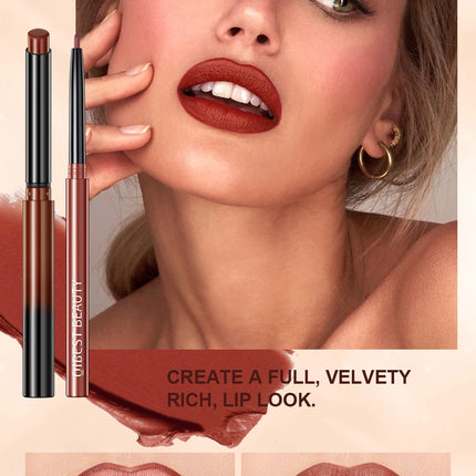 QIBEST Matte Nude Lipstick Pen Long Lasting Lipliner Lip Pencil Waterproof Lip Liner Contour Sexy Red Lip Makeup Set For Women