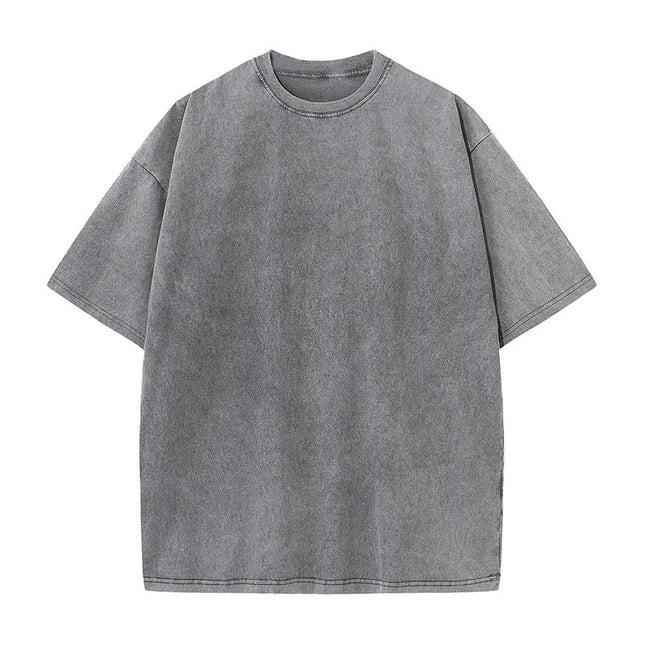 Summer fashion men's washed T-shirt cotton retro faded unisex basic T-shirt short-sleeved loose sports top