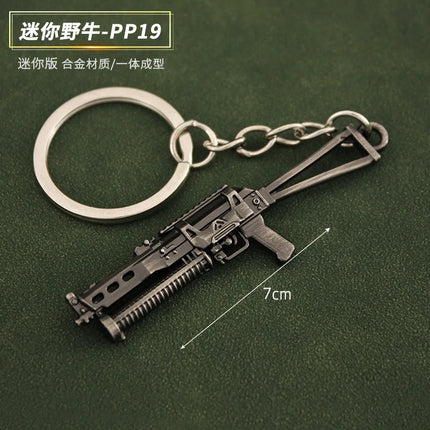 Hot Game Keychain Jewelry Weapon Mini Gun Model Metal Pendant Key Chain Fashion Chaveiro Bag Car Key Holders Gift For Kids Men