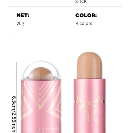 Multi-functional shadow contour stick, concealer, highlighter for facial brightening, natural makeup effect, mixed colors, enhan
