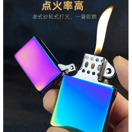 Zorro brass kerosene windproof lighter with personalized creativity, ultra-thin square angle smooth kerosene machine