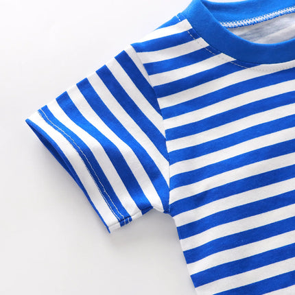 100% Cotton Fashion Baby Tshirt Summer Children's Boys Short-sleeved Stripe T-shirt Kids Boy Girl Top Clothes