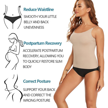 Women Sexy Shapewear Top Tummy Control Smooth Body Shaper Camisole Tank Top Slimming Belly Compression Vest 2PCS 2025 Summer