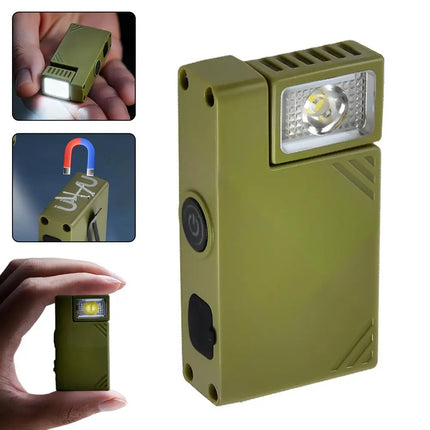 Rechargeable Mini EDC Handheld Flashlight Rotating LED Flashlight Outdoor 5 Modes Magnet Work Light Portable Pen Clip Lantern