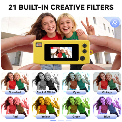 1080P Full HD Digital Camera with Built-in Flashlight 21 Creative Filters Mini Portable Camera for People Photography Gifts