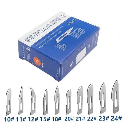 Sterile Surgical Scalpel Blades Individually Packaged, Carbon Steel 11 Extra Point & 23 Stainless Steel, Full Range of Sizes
