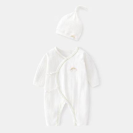 Lawadka 0-6M Spring Baby Girls Boys Romper Hat Cotton White Clothes For Girls Fashion Infant Jumpsuit Newborn Babies 0 to 3 M