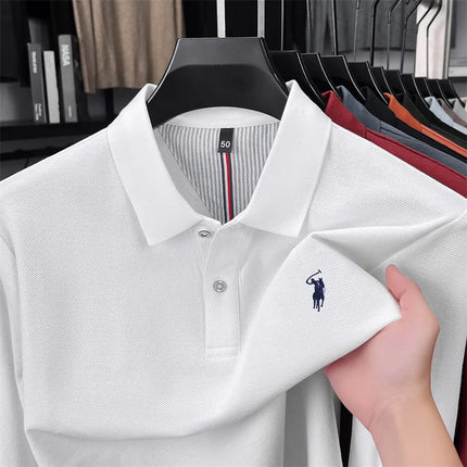 High-end brand 100% cotton long sleeve polo shirt, fashion luxury, pony embroidery, business casual comfort, new Paul men's T-shirt