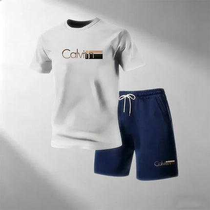 2026 Summer Men's Streetwear 2 Piece Set O-Neck T-Shirt+Sports Shorts Quick Dry Fitness Gym Running Suit Hot Sale Fashion Casual