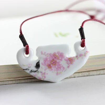 Miredo jewelry wholesale ceramic retro style necklaces women's pendant artware rope chain boondoggle #1119