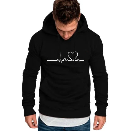 Women Casual Hoodies Heartbeat Print Men's women's Loose Hoodies Couple Sweatshirts Fashion HipHop Sweatshirt Harajuku Unisex