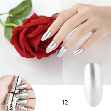 12 Colors Mirror Polish Long-lasting Quick-drying Metallic Silver Purple Rose Gold Nail Polish, Non-Peeling Nail Gel Varnish