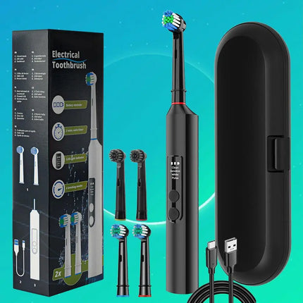 Round head electric toothbrush rotating visual electric toothbrush display automatic rechargeable adult couple men and women gif