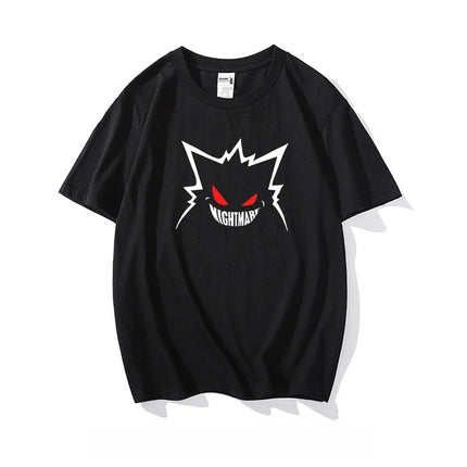 Pokémon Gengar Printing Tee Pure Cotton T-shirt Men's 2026 Summer Fashion Oversize Street Casual Y2K Tops Streetwear Clothing