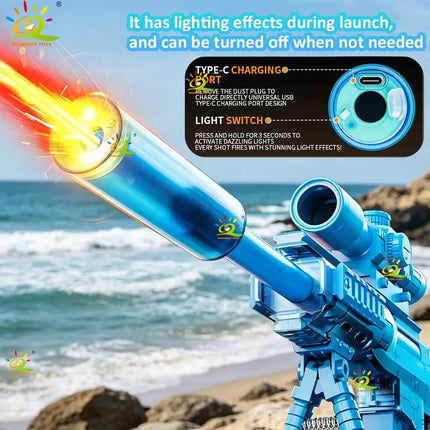 HUIQIBAO 2026 New Ultra-Cool Sniper Electric Water Gun, High-pressure, Multiple Shots, Large Capacity, Summer Beach