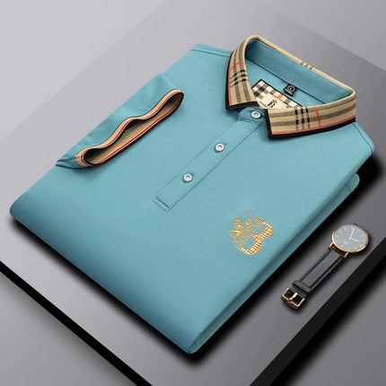 Summer Men's Fashion Casual Short-Sleeved Polo Shirt High-End Boutique Embroidered Top Comfortable and Breathable Lapel T-shirt