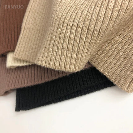 1-6Y Autumn and Winter Knitted Base Sweater Children's Clothing Forest Series Boys Girls Inner Solid Color Mid High Neck Sweater