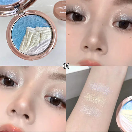 Diamond flash high-gloss powder, three-dimensional luster, natural water glow, one count brightens the entire face