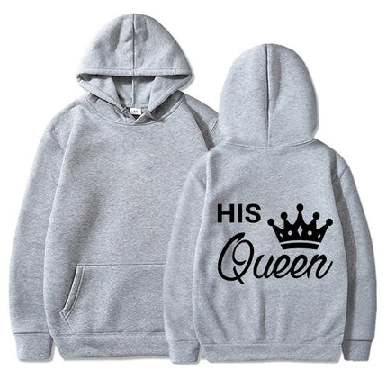 New Valentine's Day His Queen And Her King Printed Hoodies Men/Women Couple's Sweatshirts Casual Hoodie Personality Pullover