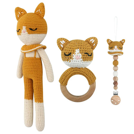 Newborn Mobile Gym Educational Ring Teething Toy Baby Cotton Baby Wooden Ring Rattle Crochet Wool Toy Customize Pacifier Chain
