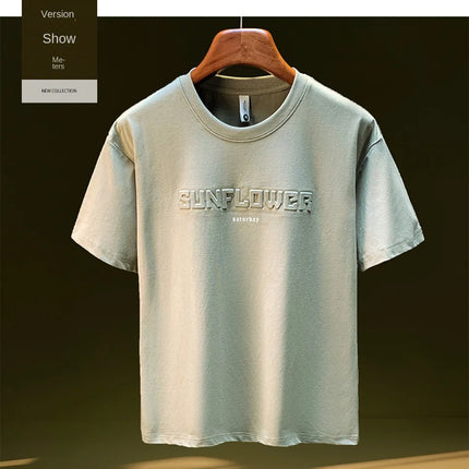 Men's short-sleeved T-shirt, new for summer 2025, American fashion brand T-shirt, loose fit, five-quarter sleeve top