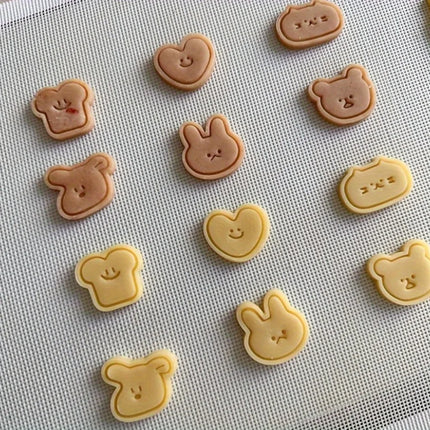 6Pcs Cute Cartoon Animal Cookie Mold Set, Mini Bear, Rabbit, Cat, Toast & Heart Cutter for Baking, Fondant & Steamed Buns