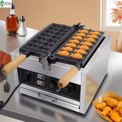 220V/110V Sea Bream Cooking Machine Commercial Mini Fish Cake Tool Internet Famous Stall Pancake Machine Bursting Paste Pancake