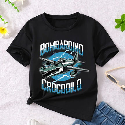 Y2k Boys Girls Italian Brainrot Animals Kids T-shirt Tung Tung Tung Sahur Short Sleeve Tops Funny Meme Cute Tee Summer Clothing