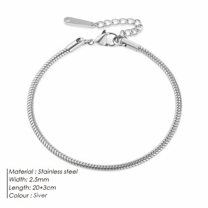 eManco Round Snake Chain Anklet For Women Stainless Steel Chain Anklet Summer Essential Jewelry Accessories