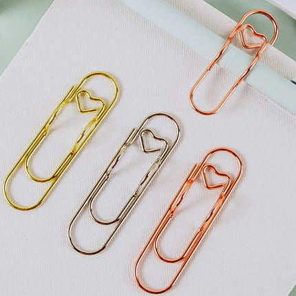 8pcs Love Shaped Paperclips Multifunctional Paper Fix Metal Pen Holder Clip Journal Document Clips Notebook Pin Accessories