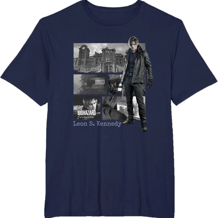 Resident Evil Leon S. Kennedy Requiem T-Shirt RE4 Remake Style Zombie Killer Raccoon City Survivor Horror Game Merchandise