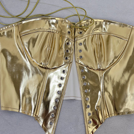 Sexy Y2K Clothes Leather Corset Crop Top Women Summer Body Night Club Party Halter Tank Top Festival Outfits Cropped Tube Tops