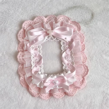 Sweet DIY Plush Card Holder with Ribbon Anime Lace Photocard Case Lolita Idol Display Photo Protector Case Card
